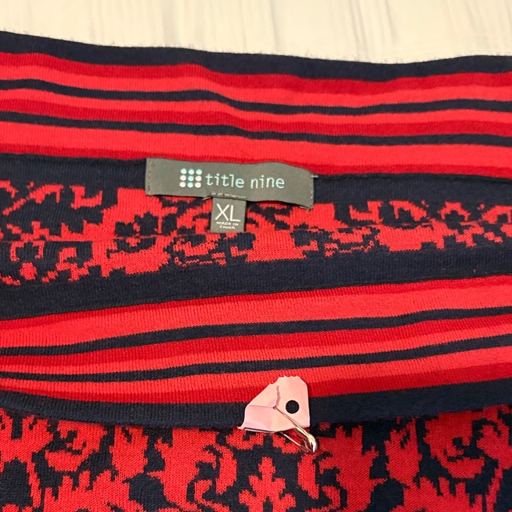 Title Nine women’s Striped Red and Navy knit skirt